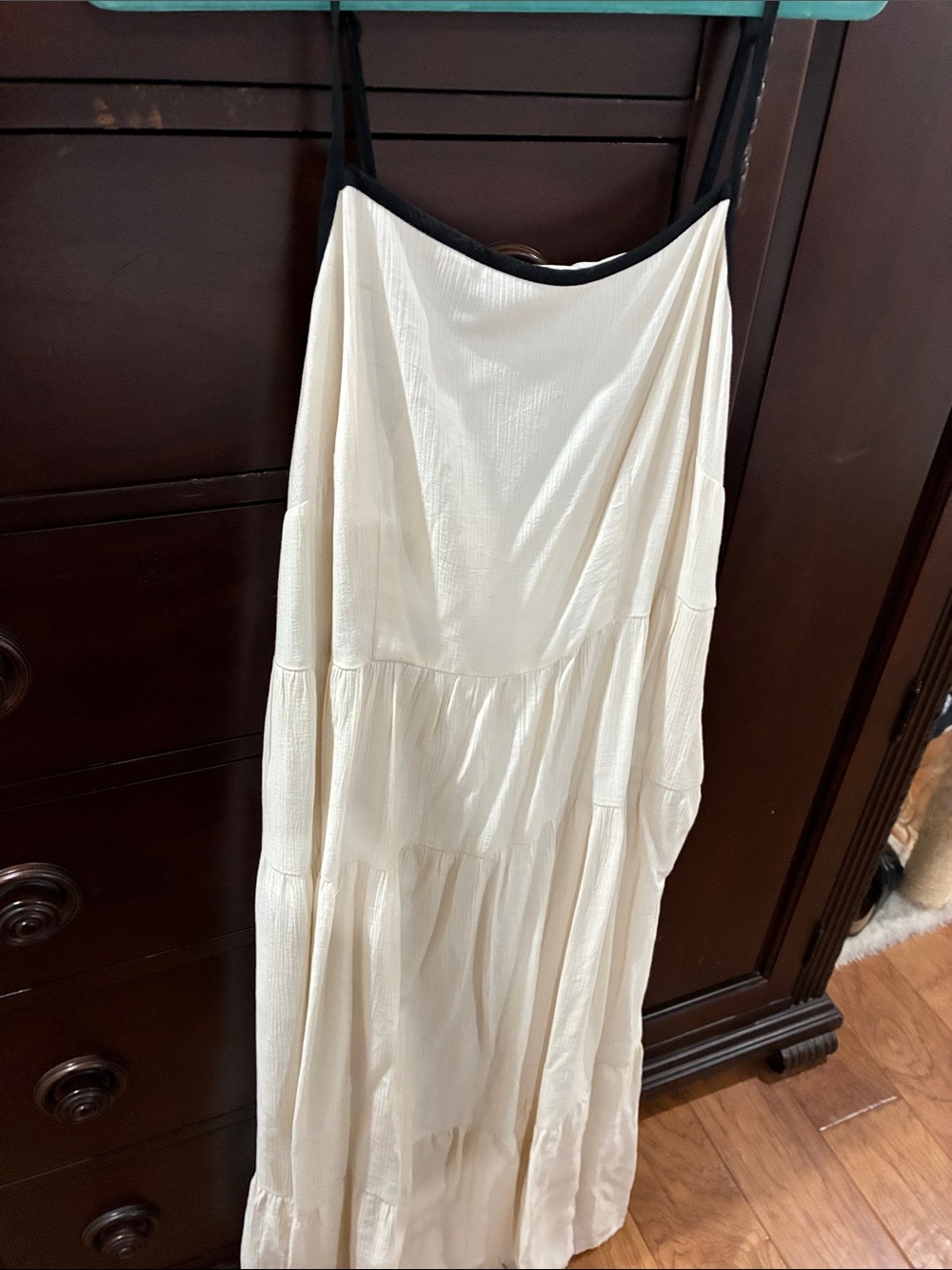 a new day Cream Tiered Maxi Skirt with Black Trim